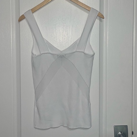 HALOGEN Traveling Rib Sweater Tank White Thick Strap Ribbed Knit Darting Medium - Picture 7 of 10